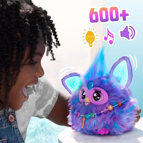 Furby Purple ، 15 ملحقات أزياء ، ألعاب فخمة تفاعلية للفتيات والفتيان البالغة من العمر 6 سنوات in Kuwait