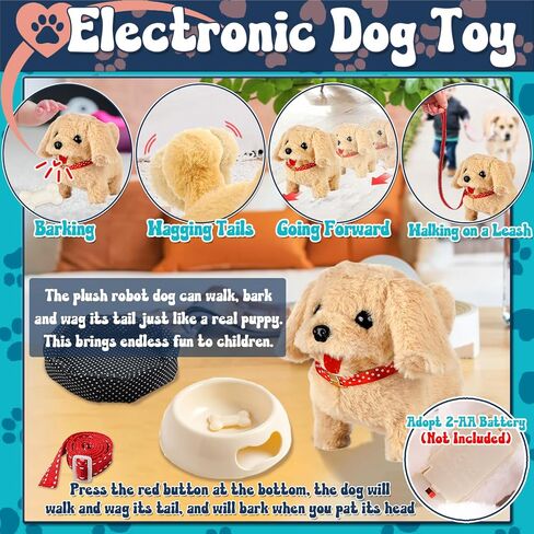 STAY GENT Stuffed Dog Robot Toy for Kids, 16Pcs Interactive Pet Care Toys with Pet Cage & Walking Dog Toy with Leash, Electronic Dog Grooming Toys Pretend Play Gifts for Girls 3 4 5 6 Years Old in Kuwait
