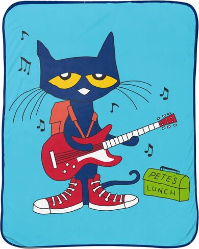 Jay Franco Pete The Cat Rock Out Mini Pillow Buddy و 46 Inch × 60 بوصة مجموعة رمي - الأطفال Super Super 2 قطعة بطانية مجموعة in Kuwait