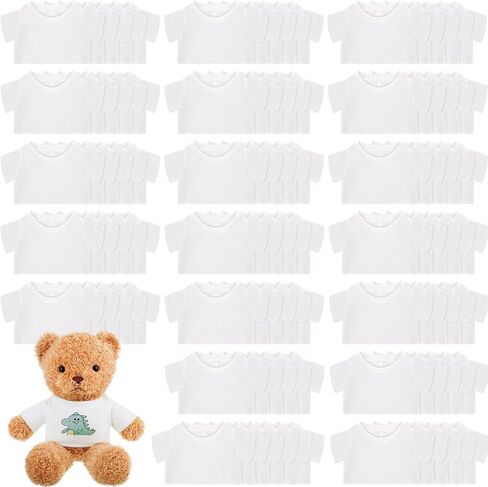 96 Pcs Sublimation Shirt Bulk Suitable for 14-18 Inch Stuffed Animal Bear Cute Tiny Blank Bear T Shirts Plush Doll Clothes Accessory Make Your Own Stuffed Bear Outfit in Kuwait