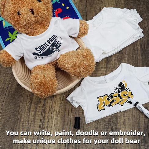96 Pcs Sublimation Shirt Bulk Suitable for 14-18 Inch Stuffed Animal Bear Cute Tiny Blank Bear T Shirts Plush Doll Clothes Accessory Make Your Own Stuffed Bear Outfit in Kuwait