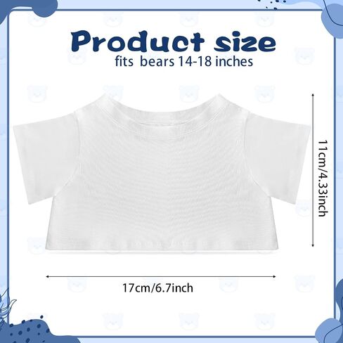 Bear Tee Shirt Fit 14-18inch Bear Clothes Stuffed Animal Clothes Shirt Basic Stuffed Dolls Shirt, White in Saudi Arabia