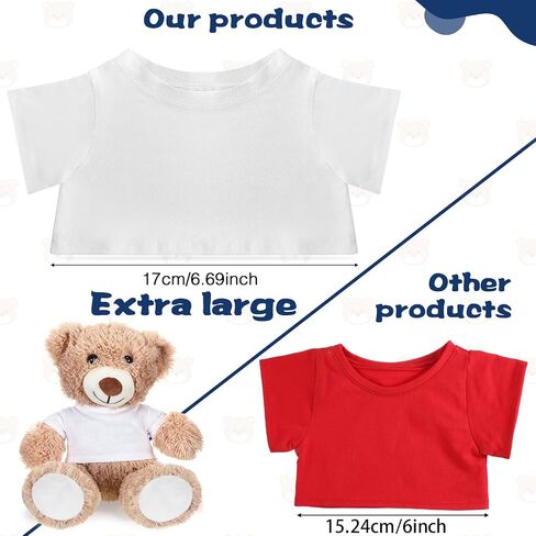 Bear Tee Shirt Fit 14-18inch Bear Clothes Stuffed Animal Clothes Shirt Basic Stuffed Dolls Shirt, White in Saudi Arabia