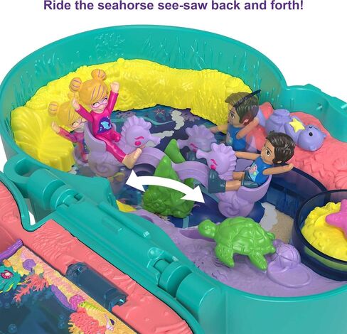Polly Pocket Compact Playet ، Otter Aquarium مع اثنين من الدمى الصغيرة والملحقات ، ألعاب السفر مع المفاجأة تكشف (Amazon Exclusive) in Kuwait