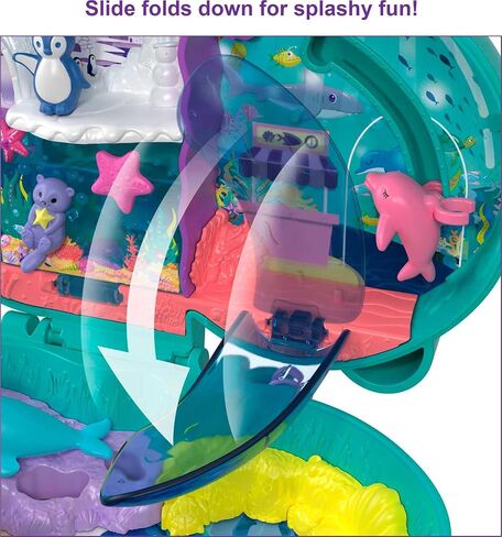 Polly Pocket Compact Playet ، Otter Aquarium مع اثنين من الدمى الصغيرة والملحقات ، ألعاب السفر مع المفاجأة تكشف (Amazon Exclusive) in Kuwait