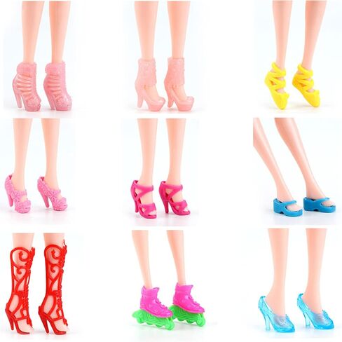 70PCS Doll Accessories - 50 Pairs Shoes, 10 Handbags, 10 Glasses - Assorted Colors, High Heel Boots, Sandals for 11.5 Inch Girl Doll in Kuwait