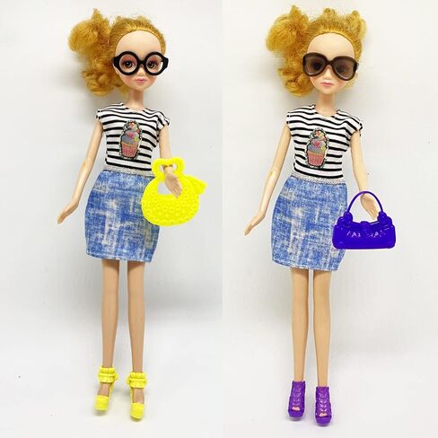 70PCS Doll Accessories - 50 Pairs Shoes, 10 Handbags, 10 Glasses - Assorted Colors, High Heel Boots, Sandals for 11.5 Inch Girl Doll in Kuwait