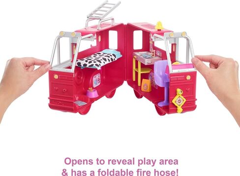Barbie Chelsea Can Be Doll & Toy Fire Truck Playset with Blonde Small Doll, 2 Pets & 15+ Acessories, Open for Fire Station in Saudi Arabia