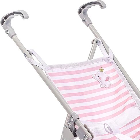 JC Toys Boutique | Folding Umbrella Doll Stroller for Children 2 Years Plus, Blue Stripes and Soft Embroidery | Sturdy Metal Frame | Pretend Play with Dolls up to 18" Long | Seat Belt in Kuwait