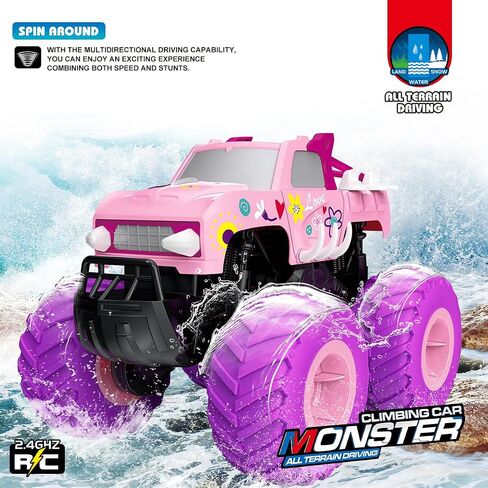 Threeking 1:16 Waterproof Monster Truck Pickup Toys RC Cars Amphibious Remote Control Car Truck 4WD All Terrain Off-Road Toy for 4 5 6 7 8 9 10 11 12 Year Old Boys Girls Toys Gifts Presents in Kuwait