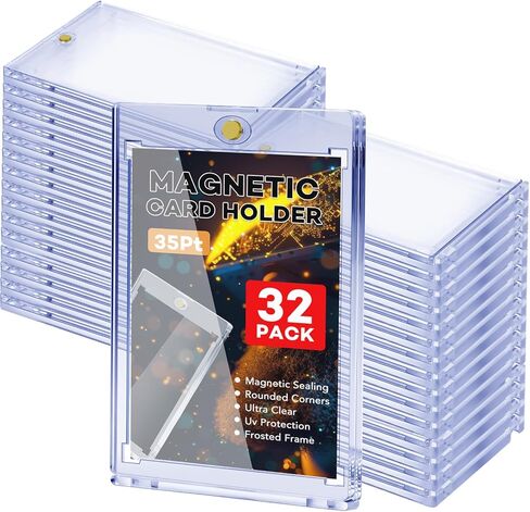 32 PCS حامل البطاقة المغناطيسي ، حامل بطاقات مغناطيسي 35 PT لبطاقات لعبة البيسبول الرياضية ، حاملي بطاقات العمل. in Kuwait