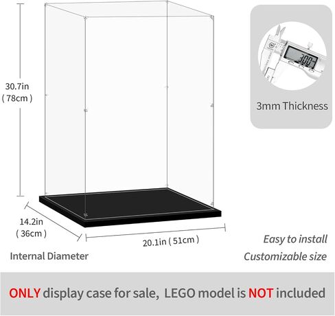 Acrylic Display Case for Lego 71040 The Disney Castle, 20.07x14.17x30.7inches (51x36x78cm), Protect Your Collectibles from Dust with a Clear Showcase in Kuwait