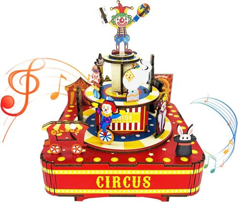 3D Puzzle Circus Mechanical Rotating Music Box, DIY kit - Birthday Gifts and Toys for Kids in Saudi Arabia