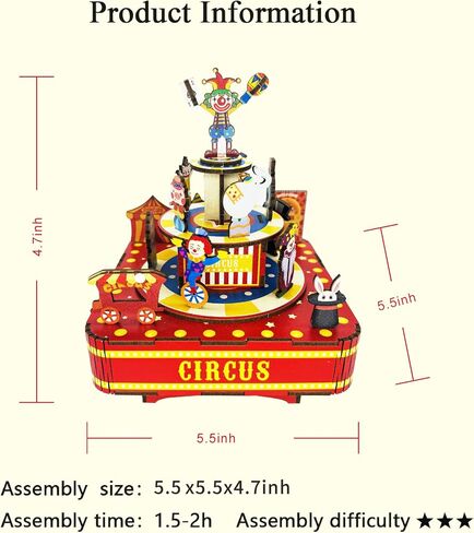 3D Puzzle Circus Mechanical Rotating Music Box, DIY kit - Birthday Gifts and Toys for Kids in Saudi Arabia