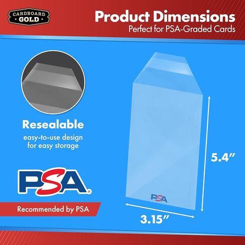 Cardboard Gold PSA Slab Sleeves - 50 Pack Resealable Graded Card Sleeves in Kuwait