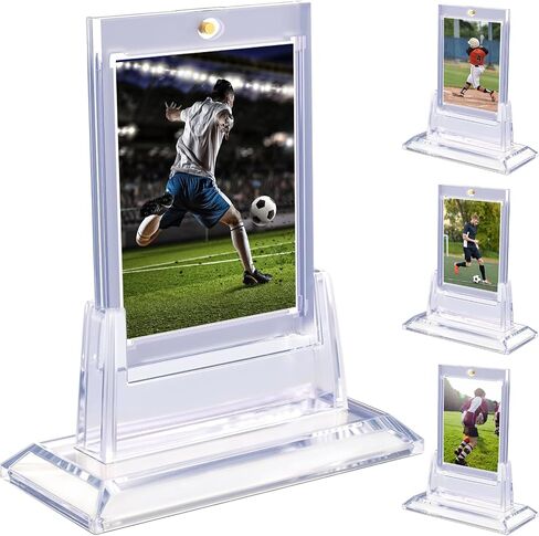 4PCS Magnetic Card Holders for Trading Cards, Card Protector Holders with Acrylic Stands Bases, Baseball Card Holders Fit for MTG, Game Cards, Sports Cards, Football Cards, Baseball Cards (4PCS) in Saudi Arabia