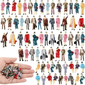 Hungdao 100 Pcs Small 1: 87 Ho Scale Tiny People Figurines Miniature People Figurines Sitting Standing Tiny People Architectural People Painted Figures for Park Street Miniature Scenes