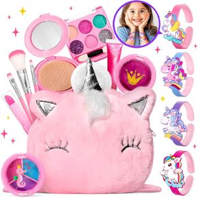 ULOVEME Kids Real Makeup Kit for Little Girls - Real, Non Toxic, Washable Make Up Toy - Umicorn Toys Gift for 3 4 5 6 7 8 9 10 12 Years Old Girls Birthday (Pink Umicorn)