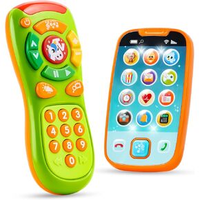 JOYIN Baby Learning Phone and Remote Toy for Toddler Fun Smartphone Toys with Music for Infants, Kids, Boys or Girls, Holiday Stocking Stuffers, Birthday and Toddler Presents Toys