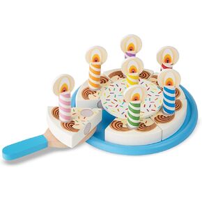 Melissa & Doug Birthday Party Cake - Wooden Play Food With Mix-n-Match Toppings and 7 Candles