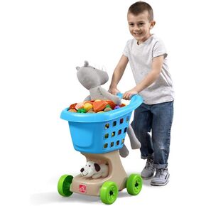 Step2 Little Helper's Shopping Cart for Kids, Play Grocery Cart, Made of Durable Plastic, for Toddlers 2+ Years Old, Blue