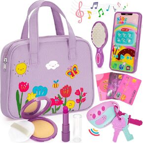 Officygnet Play Purse Toy for Girls 1 2 3 Years Old, Toddler Purse Girl Toys with Pretend Makeup Kit, Pretend Princess Play Toys for Little Girls, Birthday for Toddler Girls Age 2-3