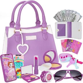 Officygnet Play Purse for Little Girls, Pretend Princess Play Girls Toys for 3 4 5 6 7 8 Year Old, Toddler Purse with Accessories, Kids Toy Purse Birthday for Girls Ages 3-5 4-5 6-8