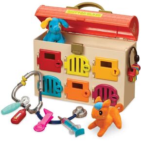B. toys- Critter Clinic- Pretend Play Toy Vet Set For Toddlers, Kids – Pet Care Set- Tools, Plush Toys Vet Clinic – 2 Years +(14 Pieces)
