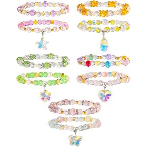 PinkSheep Bracelets for Girl Kids 12PC Jewelry for Little Girl Unicorn Friendship Bracelets Unicorn Flower