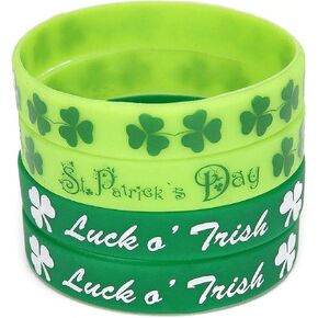 Moon Boat 144PCS St. Patrick's Day Shamrock Rubber Wristbands Bracelets - Party Favors Supplies Gifts Decorations, 6 Styles
