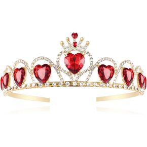 Descendants Queen of Hearts Costume Descendants 4 Gold Tiara Jewelry Set Rise of Red Cosplay for Girls Teen Halloween