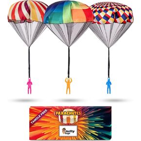nutty toys Parachute Toys for Kids - Tangle Free Outdoor Flying Parachute Men, Top Indoor & Outside for 3 4 5 6 7 8 9 10 11 12 Year Old, Best Present Idea 2025, Unique Boy & Girl Easter Gifts