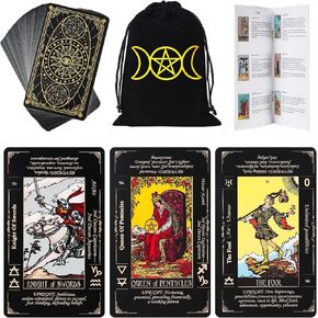Tarot Cards with Guide Book & Linen Carry Bag, 78 Classic Original Tarot Cards Deck Fortune Telling Game with Meanings on Them for Beginners to Expert