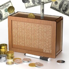 10000 Savings Challenge Box ، Cash Vault Wooden Savings Box 10000 ، Kakeibo Money Saving Box 10000 مع أرقام ، مربع Caja de Ahorros 10000