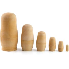 Koogel 6 Set Plain Nesting Dolls for Kids, Blank Russian Nesting Toys for Parent Child Activities Birthday Gift DIY Enthusiasts