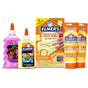Elmer’s Butter Slime Kit, Includes Elmer’s Glow in the Dark Glue, Elmer’s Glitter Glue, Elmer’s Butter Slime Activator, 4 Count