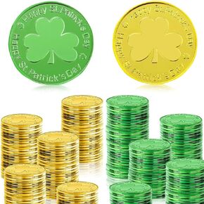 100PCS Mardi Gras Plastic Coins Set Assorted Purple Green Gold Coins for Mardi Gras Decorations Parade Party Favors for Kids St Patricks Day Crown Mask Theme Props Throws Supplies Bulk