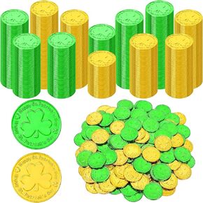 200 PCS Mardi Gras Decorations, 1.4 in Purple Gold Green Fake Coins, Crown Masks Pattern Mardi Gras Gold Coins Plastic Coins Leprechaun Gold Coins, Mardi Gras Table Decorations Costume Accessories
