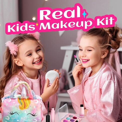 ULOVEME Talc-Free Kids Real Makeup Kit for Girls with Fluffy Unicorn Purse in Saudi Arabia