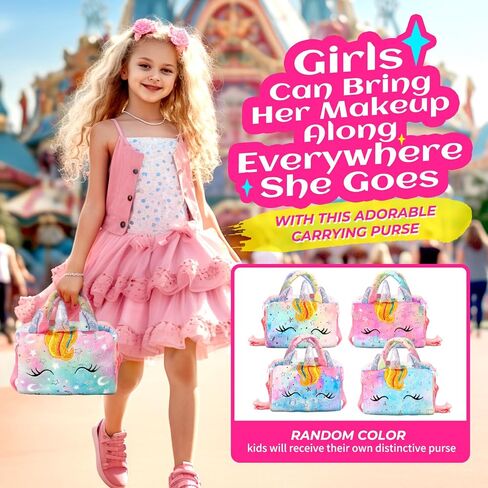ULOVEME Talc-Free Kids Real Makeup Kit for Girls with Fluffy Unicorn Purse in Saudi Arabia