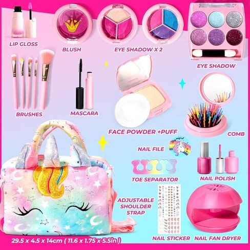ULOVEME Talc-Free Kids Real Makeup Kit for Girls with Fluffy Unicorn Purse in Saudi Arabia