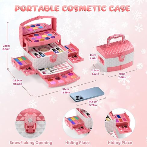 PERRYHOME Kids Makeup Set for Girl 56 Pcs Washable Real Cosmetic, Non-Toxic Frozen Toys Toddler Makeup Kit, Frozen Princess Dress up Game Christmas & Birthday Girl Gift for 3-12(Frozen Purple) in Saudi Arabia