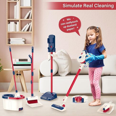 Kids Cleaning Set 12 Piece, Toy Vacuum Cleaner Set for Toddlers Kids Broom and Mop Set Pretend Play Home Cleaning Toys, Toy Kitchen Toddler Cleaning Set is A Great Toy Gifts for Boys & Girls Ages 3+ in Saudi Arabia