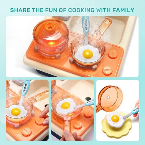 CUTE STONE Color Changing Kitchen Sink Toys, Children Electric Dishwasher Playing Toy with Running Water, Upgraded Faucet, Automatic Water Cycle System Play House Pretend Role Play Toys for Boys Girls in Kuwait