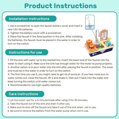 CUTE STONE Color Changing Kitchen Sink Toys, Children Electric Dishwasher Playing Toy with Running Water, Upgraded Faucet, Automatic Water Cycle System Play House Pretend Role Play Toys for Boys Girls in Kuwait