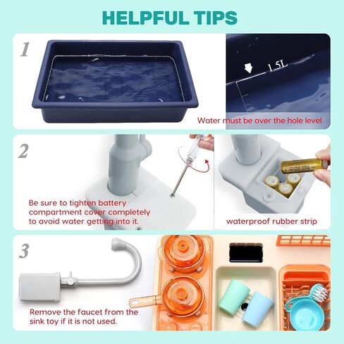 CUTE STONE Color Changing Kitchen Sink Toys, Children Electric Dishwasher Playing Toy with Running Water, Upgraded Faucet, Automatic Water Cycle System Play House Pretend Role Play Toys for Boys Girls in Kuwait