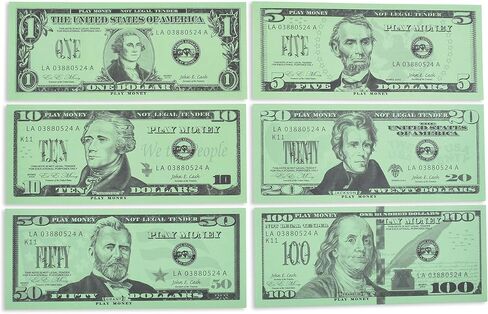 ميزة التعلم فواتير لعب واحد دولار - مجموعة من 100 دولار من الفواتير الورقية - مصممة وحجم مثل العملة الأمريكية الحقيقية - تدريس العملة والعد والرياضيات مع الأموال اللعب in Kuwait