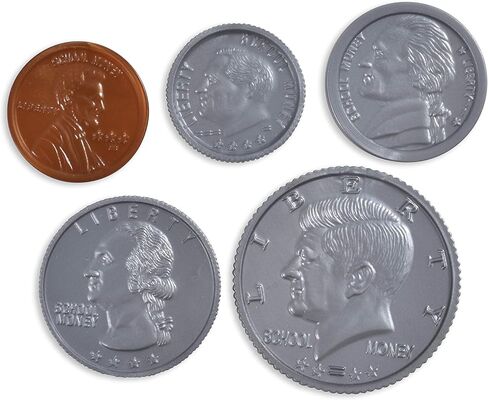 LEARNING ADVANTAGE Play Coin Set - 30 Pennies, 20 Nickels, 20 Dimes, 20 Quarters and 4 Half-Dollars - Realistic Coins for Pretend Play in Kuwait