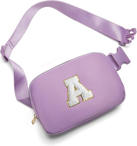 Gitus Birthday Gifts for 8 9 10 11 12 13 Year Old Girls Personalized Fanny Pack Crossbody Bags with Initial Letter Patch Belt Bag for Teen Girls Cute Trendy Stuff Travel Essentials (Lavender-A) in Saudi Arabia