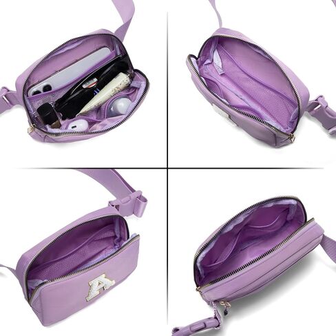 Gitus Birthday Gifts for 8 9 10 11 12 13 Year Old Girls Personalized Fanny Pack Crossbody Bags with Initial Letter Patch Belt Bag for Teen Girls Cute Trendy Stuff Travel Essentials (Lavender-A) in Saudi Arabia